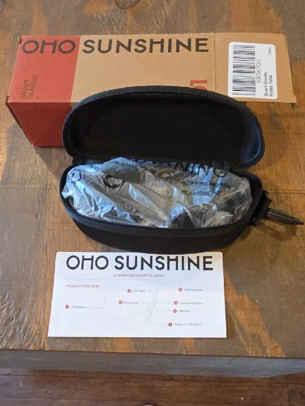 OHO Sunshine Smart Glasses Pulse - Red and Brown Packaging